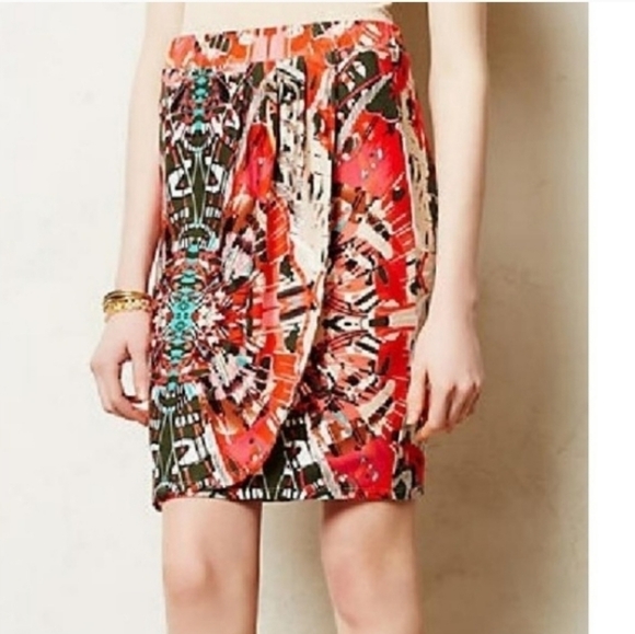 Anthropologie Maeve | Ligeia Print Faux Wrap Skirt Size Small - Picture 2 of 6